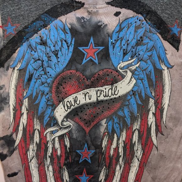 Sinful by Affliction 'Love 'n Pride' Angel Wing Graphic Print Tee - Picture 7 of 8